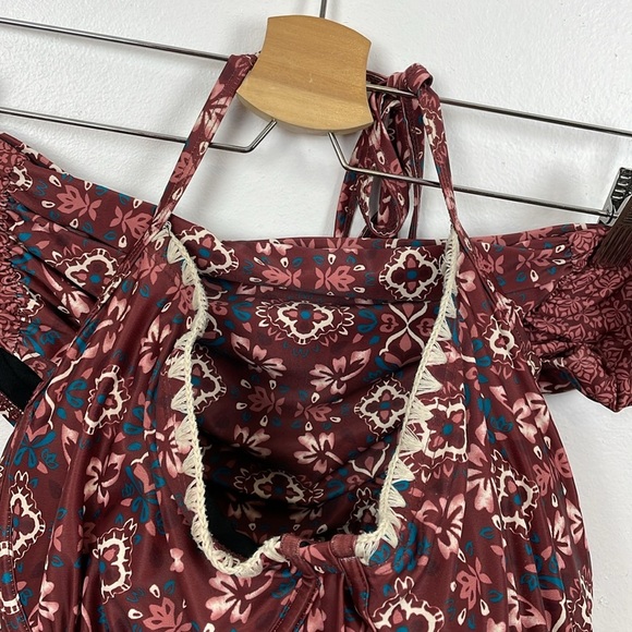 Swimsuits For All Women 16 Floral 2 Piece Swimsuit Tunic Halter Top Built In Bra - Picture 3 of 10